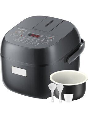 Compact 3-Cup Rice Cooker for 1-3 People, LCD Display, 8 Functions, Nonstick Pot